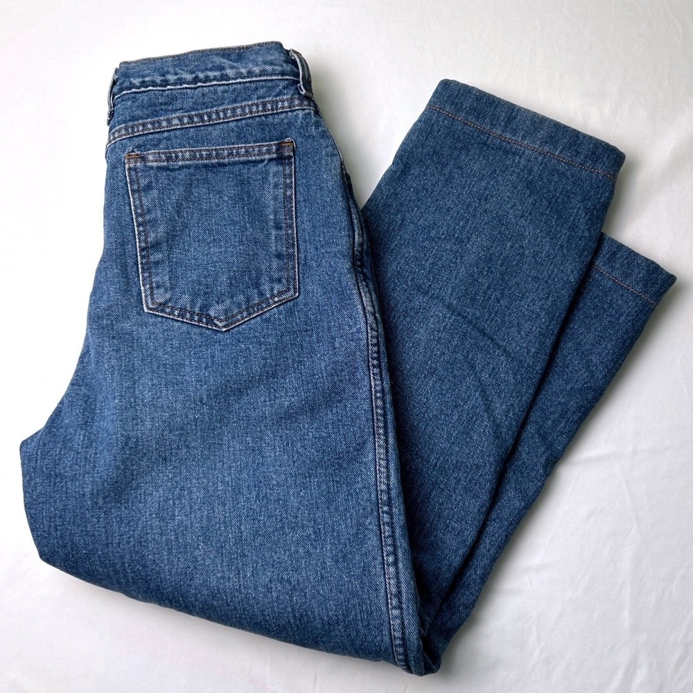Lands' End Womens Fleece Lined High Rise Straight Leg Jeans Size 6 SHORT Outdoor